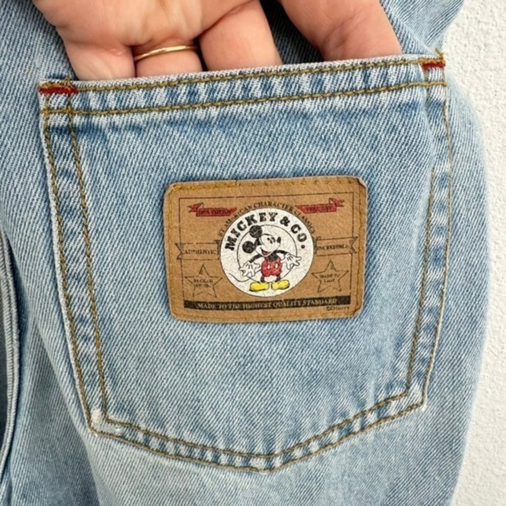 Vintage 90s Mickey & Co Denim Jean Overalls Kids Embroidered Patches Disney - Picture 8 of 13